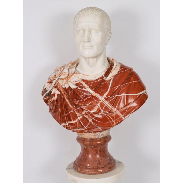 Vintage Portrait Bust of Roman Emperor Otho on Pedestal, 20th Century, Carrara For Sale - Image 6 of 18