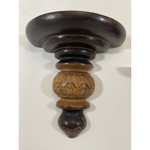 Vintage Carved Wood Wall Shelf Brackets Sconces Corbels, a Pair For Sale - Image 11 of 16