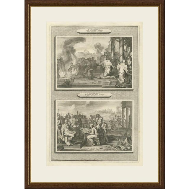 This original copperplate engraving from Pieter Mortier's illustrated Bible, Amsterdam circa 1700, shows two biblical...