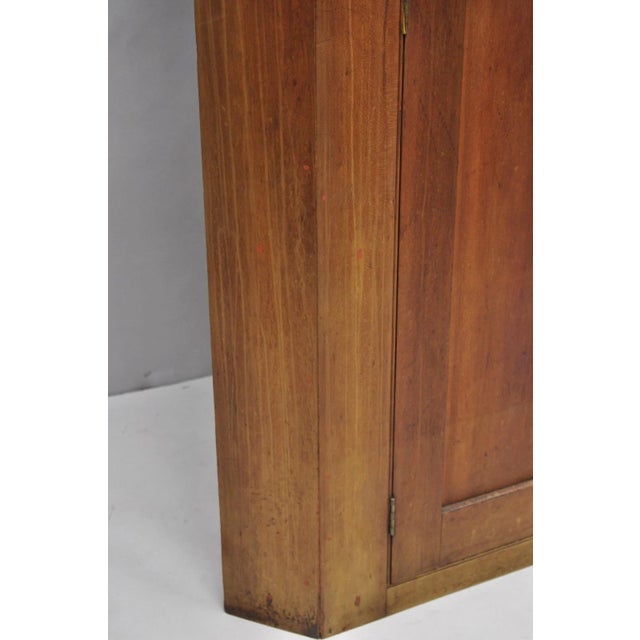 Antique Colonial Primitive Cherry Wood Glass Front Corner China Cabinet Cupboard For Sale - Image 11 of 18