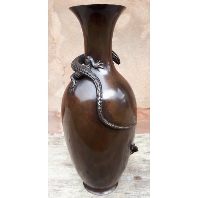 Japanese Bronze Vase by Akichika For Sale - Image 14 of 17
