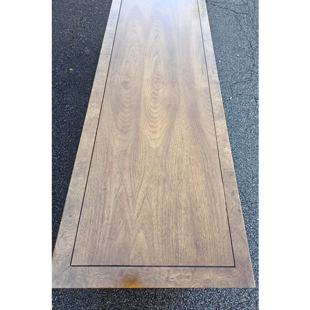 Wood Mid-Century Hollywood Regency Mastercraft Furniture 9-Drawer Long Dresser With Burl Trim For Sale - Image 7 of 10