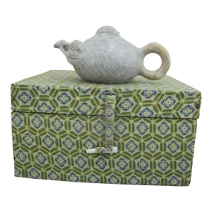 Chinese Yixing Green Stone Teapot Vessel in Original Box