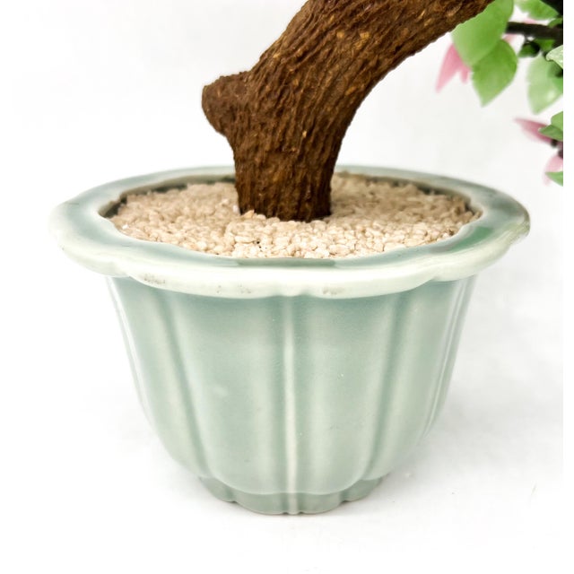 Oversized Handcrafted Glass Jade Blossom Bonsai Tree in Celadon Pot – Asian / Chinoiserie For Sale - Image 10 of 12