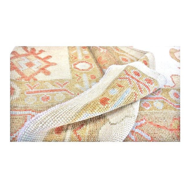 Textile 21st Century Turkish Oushak Wool 9x11 Ivory, Yellow, & Rust Handmade Area Rug #1143837 For Sale - Image 7 of 9
