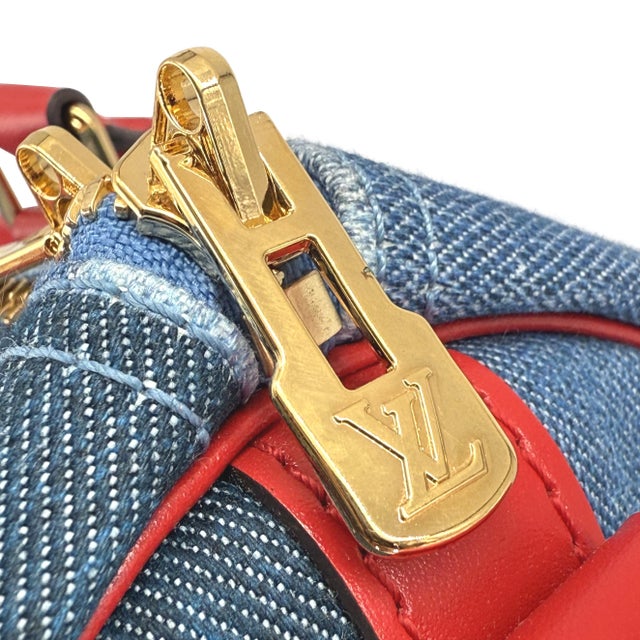 Louis Vuitton Limited Edition Denim Patchwork Bandoulière Speedy Damier 30, 2019. For Sale - Image 9 of 12