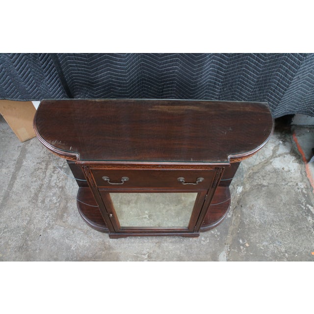 Wood Mid Century Demilune Chippendale Style Mahogany Console Table Hall Cabinet 47" For Sale - Image 7 of 15