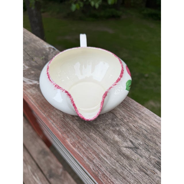 Red Vintage Mid-Century Blue Ridge Southern Potteries "Crab Apple" Hand-Painted Ceramic Gravy Boat For Sale - Image 8 of 9