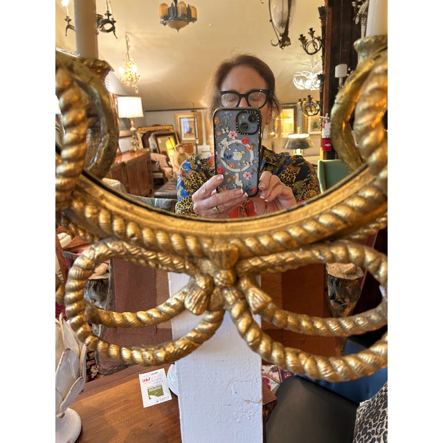 Italian Giltwood Oval Antique Mirror For Sale - Image 14 of 18
