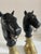 Black Pair of Vintage English Equestrian Horse Heads and Brass Hoof Andirons For Sale - Image 8 of 9