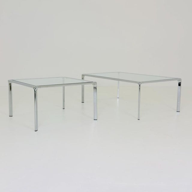 Mid-Century Modern Italian Bauhaus Square Coffee Table in Chrome and Glass, 1980s For Sale - Image 14 of 16