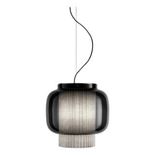 Grey Textile and Glass Manila T Pe Suspension Lamp by Sebastian Herkner for Parachilna For Sale
