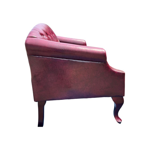 Vegan Tufted Chesterfield Style Sofa or Settee With Brass Rivets For Sale In New York - Image 6 of 7