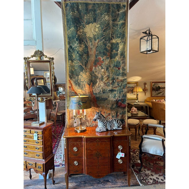 Renaissance Very Large 19th Century Antique French Verdure Tapestry For Sale - Image 3 of 15