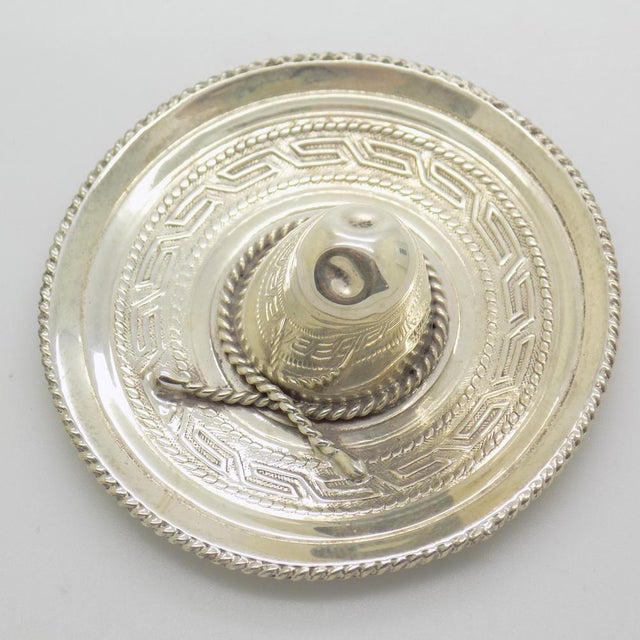 Vintage Mexican Handmade Genuine Sterling Silver 925 Traditional Sombrero Hat Figurine by Unknown for Unknown, 1970s For Sale - Image 3 of 14