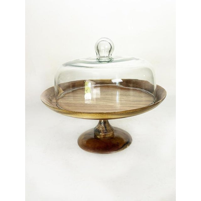 Wooden pastry stand with glass dome by Zara Home, discontinued model, France, 20th century. This elegant display piece...
