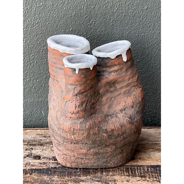 Mid-Century Modern Vintage 1972 Organic Form Pottery Vase For Sale - Image 3 of 18