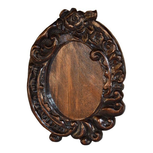 Hand-Carved Oak Picture Frame From France, Circa 1900 For Sale