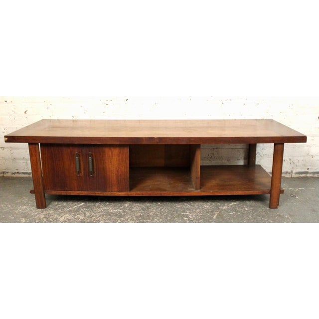 Mid-Century Modern Multitiered Walnut Coffee Table For Sale - Image 4 of 12