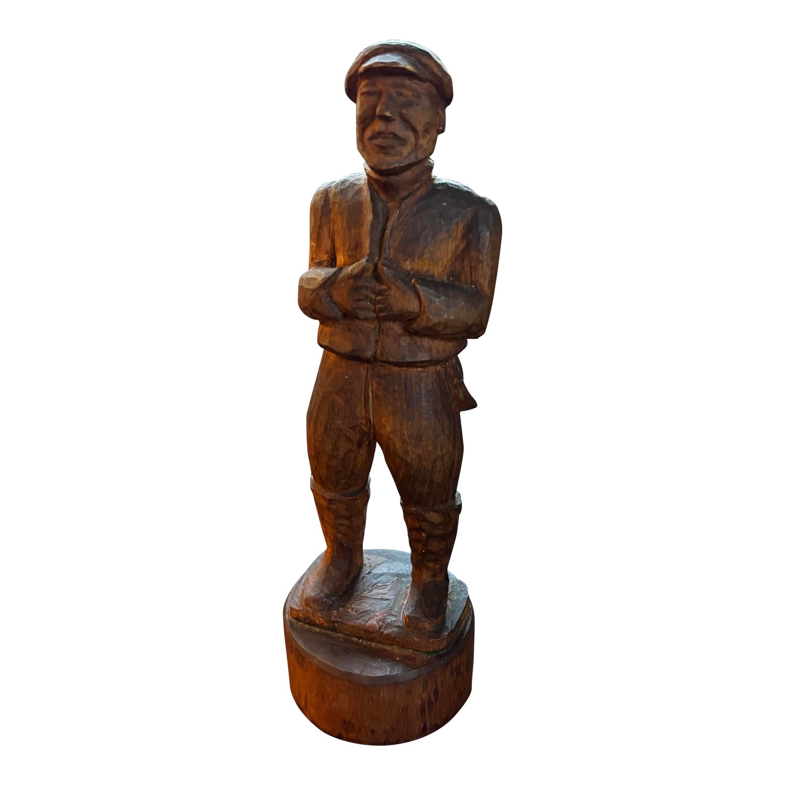 Mid 20th Century Rustic Folk Art Hand-Carved Man 