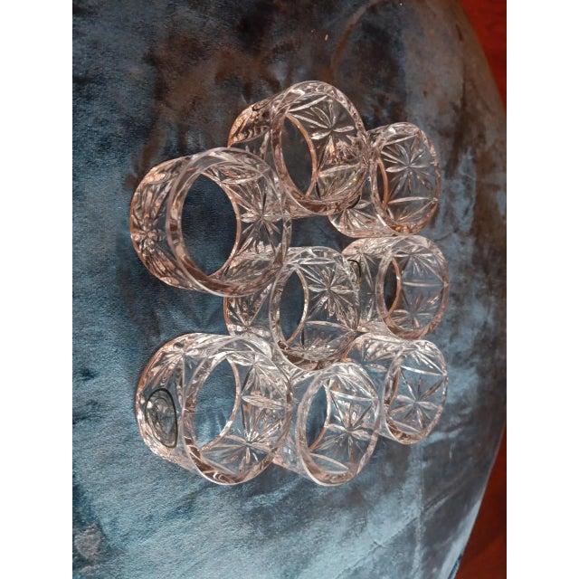 Set of 8 Vintage Crystal Clear Cut Essex Napkin Rings For Sale In Dallas - Image 6 of 8