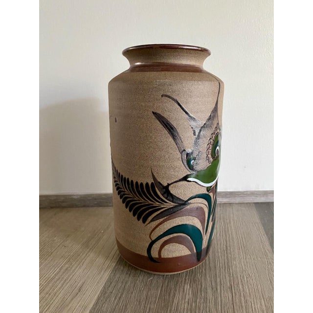 Late 20th Century Mexican Pottery Parrot Vase Signed Tacat For Sale - Image 4 of 8