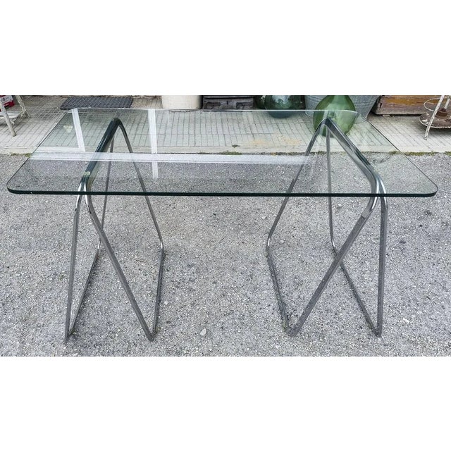 Table with Tempered Crystal Top & Chromed Lockable Legs, Italy, 1990 For Sale - Image 11 of 18