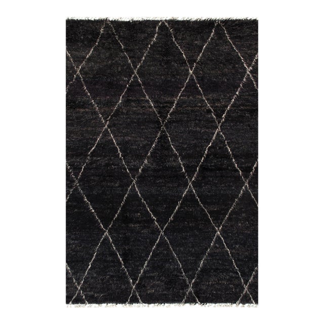 Pasargad Home Moroccan Charcoal Wool Area Rug- 8'10" X 11' 1" For Sale