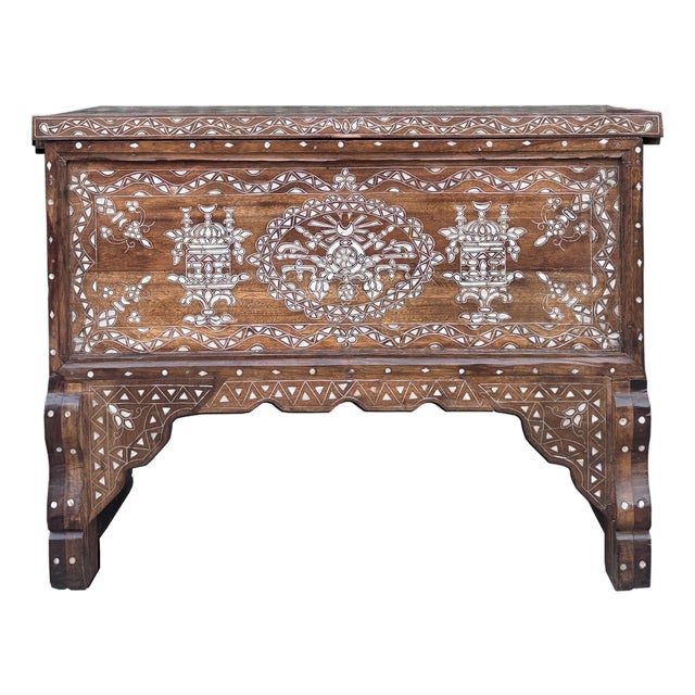 Early 20th Century Mother of Pearl Inlaid Bridal Chest For Sale