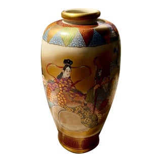 Pair of Antique Japanese Satsuma Kōzan Vases Depicting the Seven Lucky Gods (Shichifukujin) For Sale
