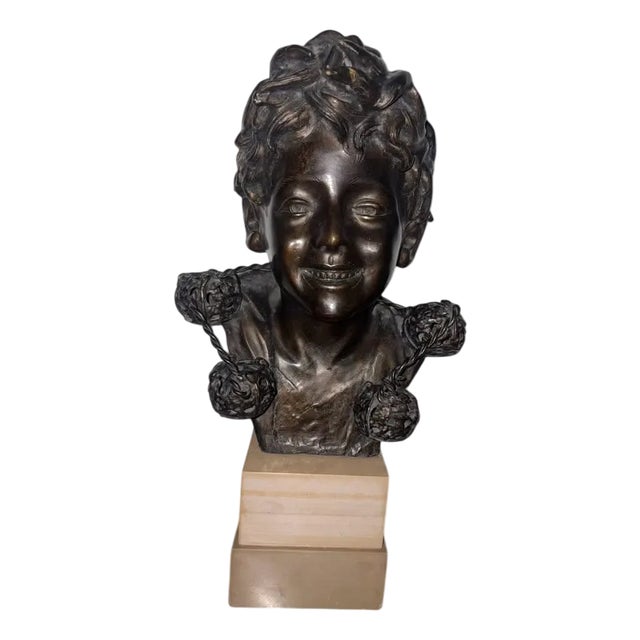 De Martino, Neapolitan Bust of a Scugnizzo, 1950, Bronze with Marble Base For Sale