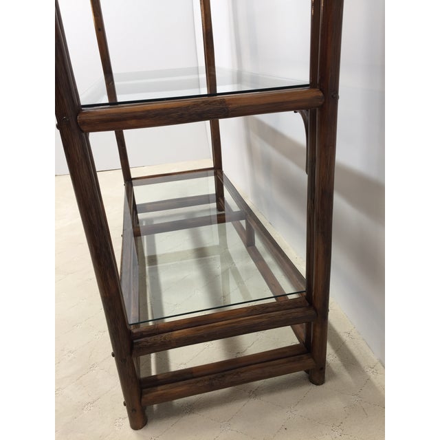 Vintage Rattan and Glass Arched Fan Top Multi Shelf Etagere For Sale - Image 11 of 18