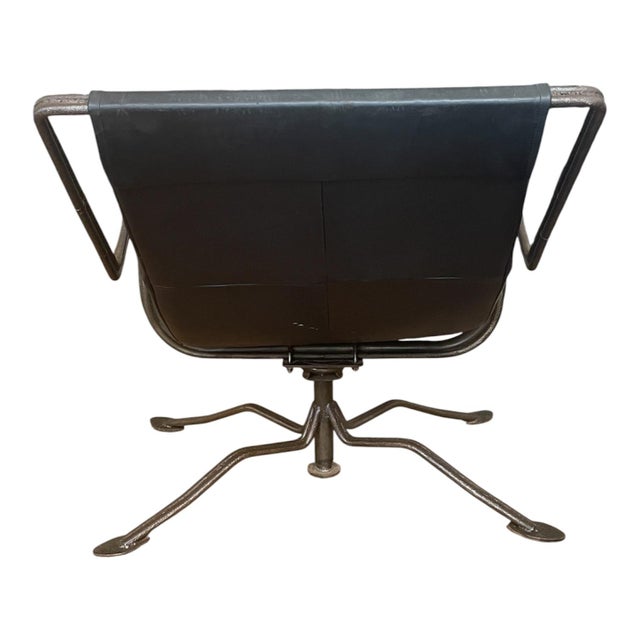 Animal Skin Architectural Motorcycle Leather Rocker Lounge Chair W/Ottoman Attributed to Joshua Height For Sale - Image 7 of 14