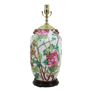 Chinese Late 19th Century Antique Famille Rose Vase Table Lamp