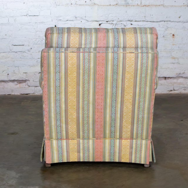 Mid to Late 20th Century Traditional Club Chair by Henredon With Striped Pastel Fabric For Sale - Image 9 of 18