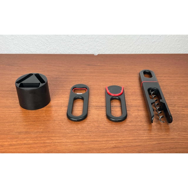 Postmodern Danish Red and Black Bottle Opener and Corkscrew Bar Set by Bjarne Bo for Ideas, Denmark, 1980s, Set of 4 For Sale - Image 16 of 16