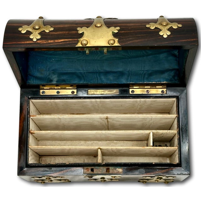 Beautiful Antique English Victorian Bronze Mounted Exotic Burl Wood Desk Top Stationary - Letter Box Circa 1870s For Sale In Boston - Image 6 of 18
