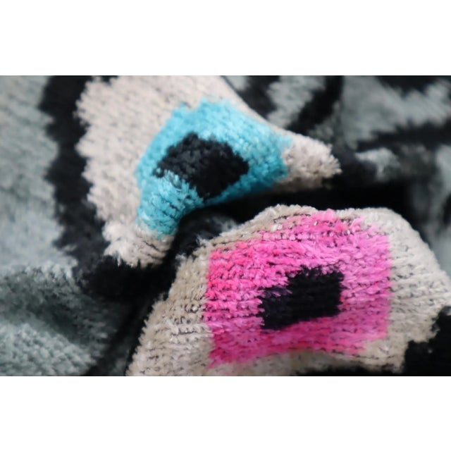 Gray Contemporary Handmade Velvet Evil Eye Good Luck Throw Pillow & Down Feather Insert For Sale - Image 8 of 9