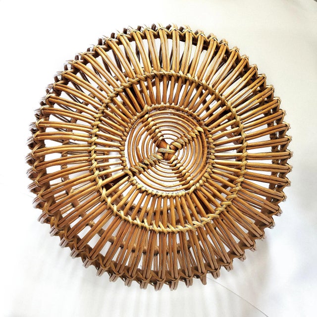 Franco Albini Ottoman by Franco Albini Wicker Pencil Reed Pouf 1960s Italy For Sale - Image 4 of 12