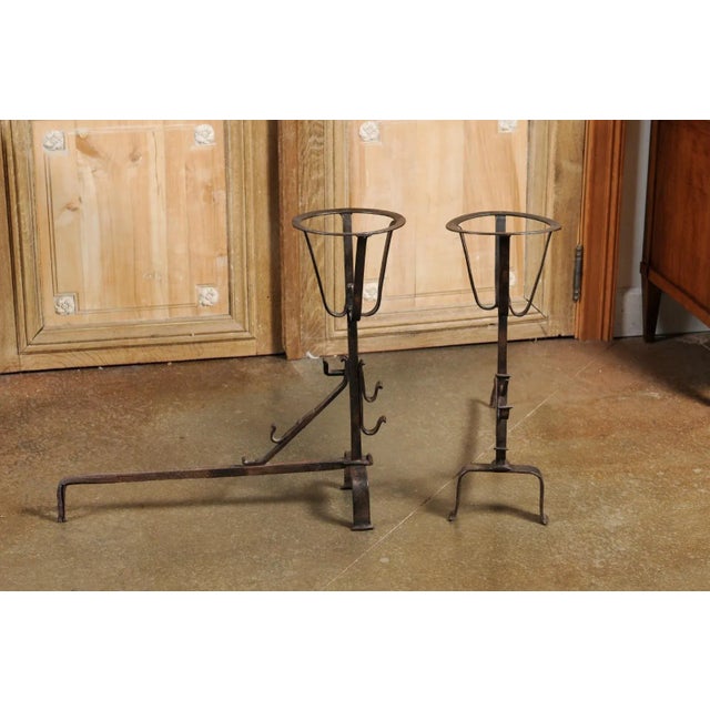 French 1870s Napoléon III Period Andirons with Circular Tops - a Pair For Sale - Image 10 of 13