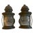 1920s Pair of Copper Lanterns With Original Verdigris Patina and Stamped Glass Jars For Sale