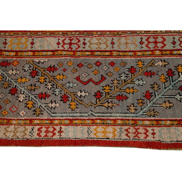 Red Late 19th Century Antique Turkish Oushak Wool Rug 12 X 14 For Sale - Image 8 of 13
