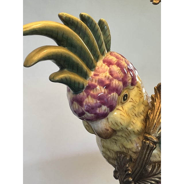 White Parrot Lamp in Ceramic and Brass For Sale - Image 8 of 11