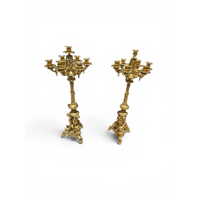 Monumental Gilt Bronze Candelabras, 19th Century, Set of 2 For Sale - Image 3 of 13