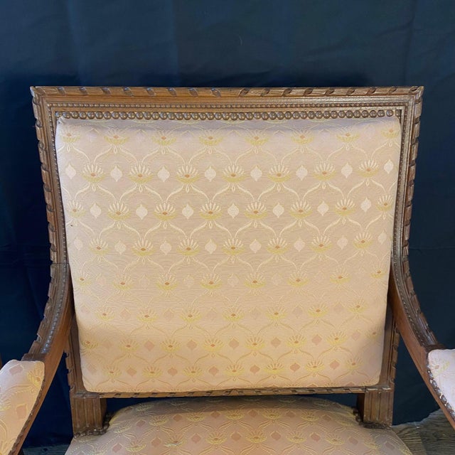 Louis XVI Carved Mahogany Fauteuil Arm Chairs -a Pair For Sale - Image 4 of 17