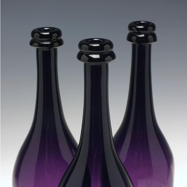 Victorian Amethyst Glass Serving Bottles, 1830s, Set of 3 For Sale - Image 5 of 7