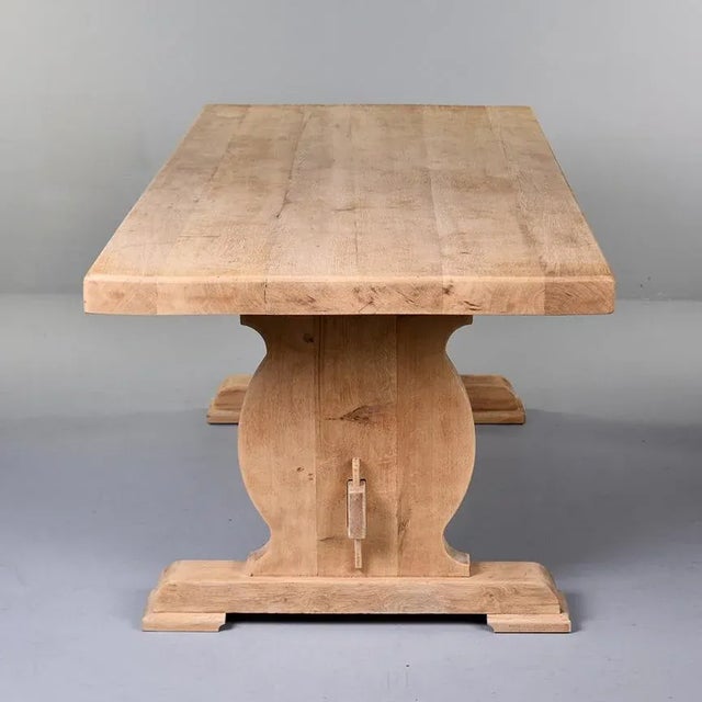 Sanded Bare Oak French Country Trestle Table Circa 1900 For Sale - Image 9 of 10