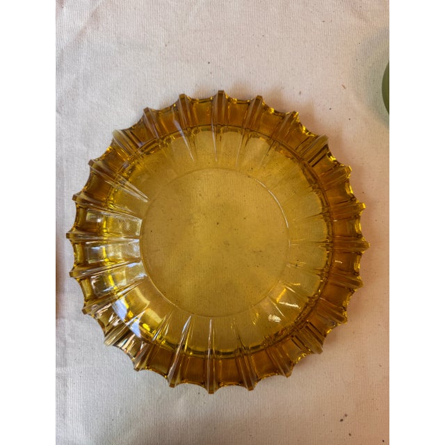 Mid-Century Modern Pair of Vintage Round Amber Colored Glass Ashtrays For Sale - Image 3 of 4