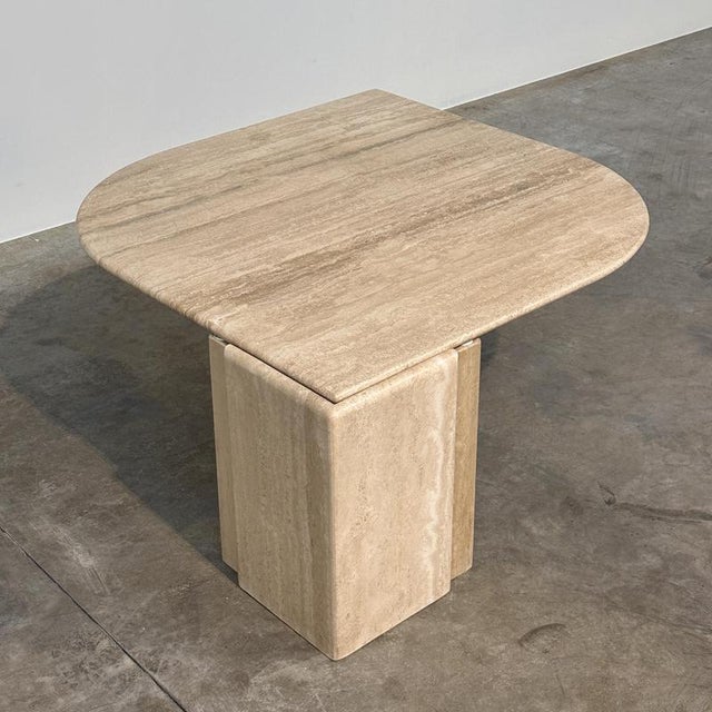 Italian Sculptural Eye-Shaped Coffee Table in Travertine, 1980s For Sale - Image 4 of 13