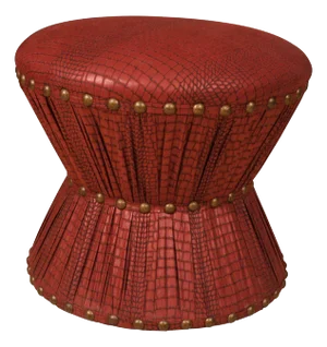 Hourglass Stool With Embossed Printed Cotton Upholstery